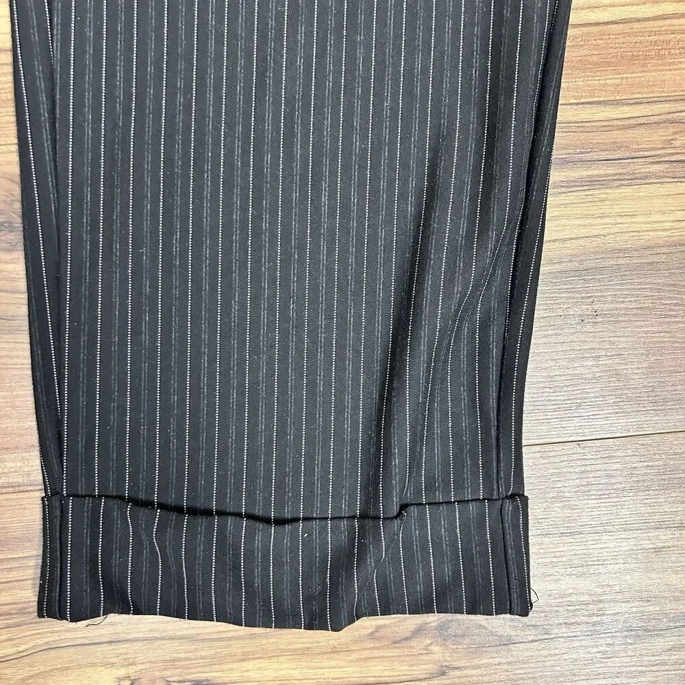 Soft by Avenue Women’s Pinstripe Pants Size 22/24 Black Pull On Career Plus - Picture 3 of 8